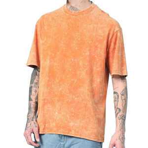 เสื้อยืดผู้ชายสไตล์วินเทจ ล้างสีแบบแอซิดวอช ดีไซน์สั่งทำได้ ผ้าฝ้าย 100% คุณภาพสูง สวมใส่สบาย ระบายอากาศได้ดี แห้งเร็ว สไตล์ไฮสตรีท - Product Image 3