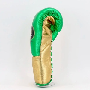 Wholesale Price With High Quality Design Green/Gold No Boxing No Life Boxing Gloves Genuine Leather Cowhide Skin Sparring Gloves - Product Image 2