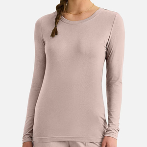 T-shirts à manches longues pour femmes en coton doux, personnalisables, sous-vêtements extensibles de couleur unie pour infirmières, coupe longue - Product Image 1