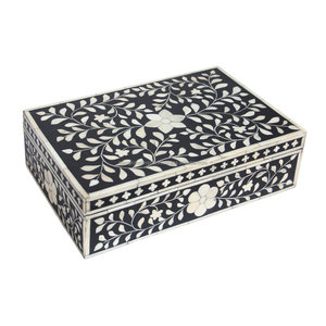 Boîte à bijoux faite à la main en incrustation d'os boîte décorative de bijoux boîte à bijoux personnalisée en incrustation de résine d'os avec logo luxe indien personnalisé - Product Image 3