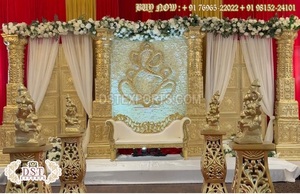Open Theme Wedding Traditional Fiber Stage Set Tamil Wedding Traditional Stage <b>Decor</b> Affordable Open Wedding Stage MandapConcept - Product Image 4