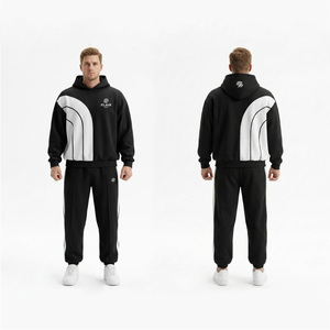 Survêtement en coton éponge lourd personnalisé 400GSM |   Ensemble sweat à capuche oversize et jogging pour homme |   Panneau Courbé Audacieux - Product Image 6