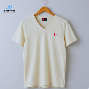 Camiseta de Cuello en V para Hombre, 100% Algodón, 180 GSM, Logotipo Personalizado, Camiseta Lisa, Ropa Casual Básica - Product Image 1