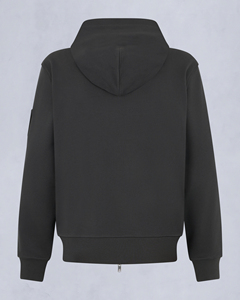 เสื้อฮู้ดซิปผู้ชายสีดำ ผ้าฟลีซ ทรงปกติ สวมใส่สบาย สีพื้น แขนยาว มีกระเป๋า เหมาะสำหรับใส่ในฤดูใบไม้ร่วง - Product Image 5