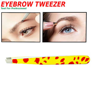 Pince à épiler professionnelle en acier inoxydable avec manche jaune, outil de précision pour l'épilation des sourcils - Product Image 5