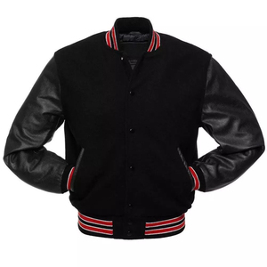 เสื้อแจ็คเก็ตเบสบอลแบบกำหนดเองคุณภาพสูงขายส่ง เสื้อโค้ทขนสัตว์สำหรับฤดูหนาว แขนหนัง แจ็คเก็ตบอมเบอร์ แจ็คเก็ตวาร์ซิตี้สำหรับผู้ชาย - Product Image 2
