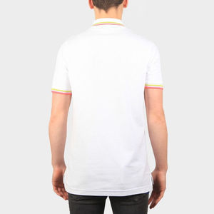 เสื้อโปโลคอปกตัดสีสำหรับผู้ชาย สีเทาอ่อน แต่งขอบสีน้ำเงิน แขนสั้น ผ้าฝ้ายผสม ระบายอากาศได้ดี สวมใส่สบายๆ - Product Image 3