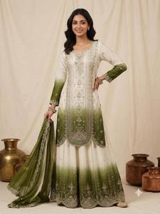 THIS <b>WEDDING</b> SEASON WEAR OUR BEAUTIFUL SEQUENCE EMBROIDERED <b>TOP</b> PLAZZO WITH DUPATTA - Product Image 2