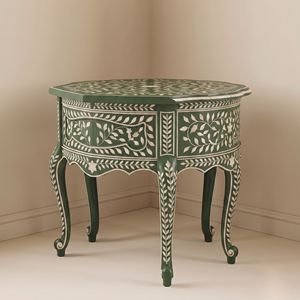 Handmade Bone Inlay Traditional Living Room Furniture Bedside Nightstand 1 <b>Drawers</b> Multi-Purpose <b>Side</b> <b>Table</b> - Product Image 2