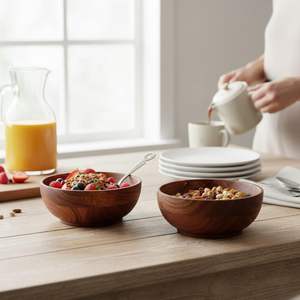 ชุดชามไม้ทรงกลมอะคาเซียอเนกประสงค์ สำหรับซุป สลัด ผลไม้ ผัก ทำแป้ง และของว่าง - Product Image 3