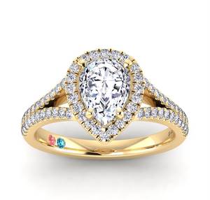 Bague de fiançailles pour femme en moissanite taille poire, diamant de laboratoire, sertissage pavé en or, style classique, forme goutte d'eau - Product Image 5