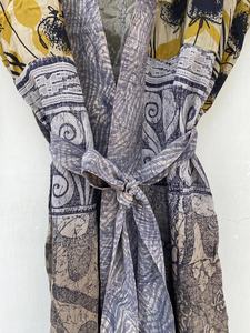 Été Automne et printemps Robe en soie avec manches kimono Longue longueur au sol Vie quotidienne Taille libre Séchage rapide Robe respirante - Product Image 4