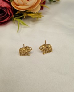 Wholesale Ethnic Temple Jewelry <b>Set</b> Traditional Gold Plated Elephant Motif Pendant Necklace With Matching Stud Earring For Women - Product Image 3