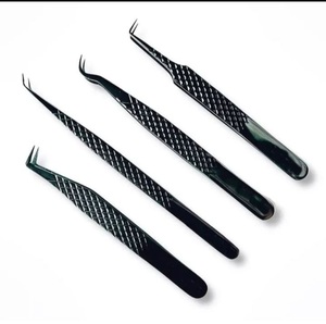 Eyelash Extension Tweezers C-Shaped Serrated Tip Stainless Steel Curved Precision Tweezers Custom Logo for 3D Volume Eyelash - Product Image 1