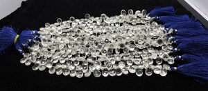 Natural <b>Crystal</b> Quartz Pear Shape Faceted Briolette <b>Beads</b> 7x10MM <b>Crystal</b> Quartz Gemstone Pear <b>Beads</b> 8 Inch For Jewelry Making - Product Image 5