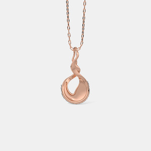 Collier pendentif en or rose 14 carats avec diamant cultivé en laboratoire en forme de flamme - Product Image 3