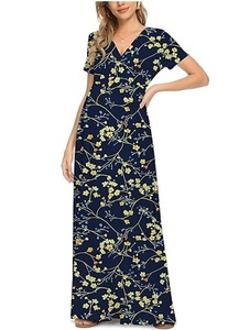 Nuevo Diseño Elegante Vestido de Maternidad de Gasa con Sublimación, Manga Acampanada, Cuello en V, Largo hasta la Rodilla, Estampado Natural, Vestido de Lactancia - Product Image 5
