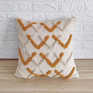 Tufted Boho Cushion Cover By Indian Textiles H/L Handwoven Decorative <b>Throw</b> <b>Pillow</b> Luxury Boho <b>Pillow</b> - Product Image 5