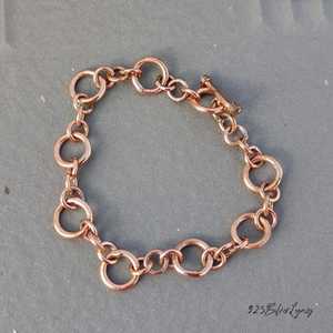 Bracelet en cuivre pur fait main, maillons irréguliers, fermoir à bascule, bijoux de guérison anciens martelés à la main pour hommes et femmes - Product Image 6