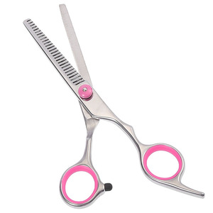 Tijeras de Peluquería Profesionales de Acero Inoxidable, Ligeras, Negras y Rojas, para Adelgazar el Cabello, para Uso en Salones de Belleza - Product Image 1