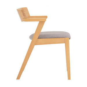Scandinavian Minimalist Style Dining Chair Beechwood <b>Frame</b> Fabric Seat Backrest Light <b>Grey</b> Home Apartment Restaurant Cafe Hotel - Product Image 2