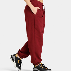 Women Red Mid Waist Drawstring <b>Harem</b> Pants Solid Color Ankle Length Casual Loose Fit Knitted Fleece Breathable Autumn Style - Product Image 1