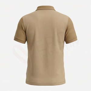 Chemise pour homme beige à manches courtes, tricotée unie, coupe décontractée, boutonnée, 100 % polyester respirant - Product Image 2