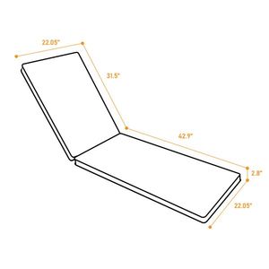 Lot de 2 coussins de remplacement gris et blanc pour chaise longue d'extérieur, style chaise longue, pour mobilier de patio - Product Image 6