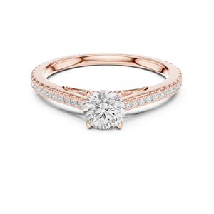 แหวนเพชรทรงกลมทองคำ 14K สำหรับผู้หญิง |   ชุดลำลองสำหรับใส่ทุกวัน |   เพชรที่เพิ่งเพาะเลี้ยง - Product Image 3