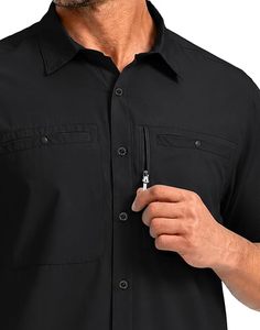 เสื้อตกปลาผู้ชาย แห้งเร็ว สีพื้น UPF50+ น้ำหนักเบา ระบายอากาศดี ติดกระดุม สำหรับกิจกรรมกลางแจ้ง - Product Image 4