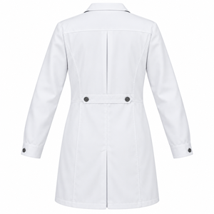 Bata de Médico Blanca Brillante con Solapa en Forma de Media Luna, Uniforme de Laboratorio Médico, Venta al por Mayor Personalizada, Ropa de Trabajo Unisex para el Sector Sanitario con Bolsillo Dividido - Product Image 2