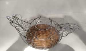 Vintage French Wire <b>Egg</b> <b>Basket</b>: Rooster Design, Farmhouse Decor - Product Image 4