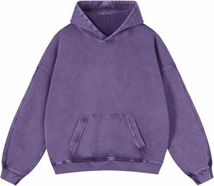 เสื้อฮู้ดดี้ผ้าเทอร์รี่คอตตอน 100% แบบสวมหัว สไตล์สตรีทแวร์ลำลองสำหรับผู้ชาย คุณภาพสูง ปักลายแบบแอซิดวอช ดีไซน์ OEM แบบสั่งทำพิเศษ สำหรับฤดูหนาว - Product Image 2