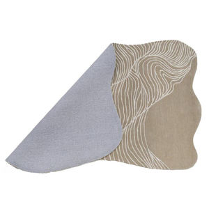 Tapis d'intérieur en laine et soie tufté à la main, forme irrégulière beige abstraite ondulée, tapis design pour salon, décoration intérieure - Product Image 5