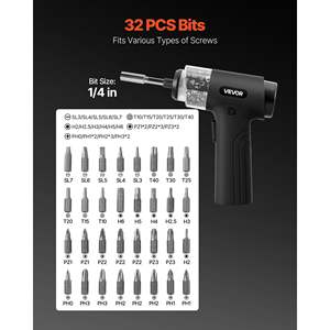 Ensemble de tournevis sans fil électrique, batterie 2500 mAh, 7 réglages de couple, 0,5-5 N.m, affichage numérique, lumière LED, charge de type C, 32 pièces - Product Image 4