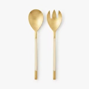 Juego de Cubiertos Modernos con Acabado en Cobre, Tenedor y Cuchara de Metal para Servir Ensaladas, Acabado Pulido Espejo, Resistente al Óxido, para Catering - Product Image 6