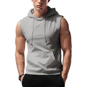 Hoodies sans manches pour hommes, respirants, en coton, avec logo personnalisé, hoodies sans manches de qualité supérieure pour hommes - Product Image 3