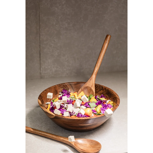 Handmade Wooden Salad Bowl With Serving Spoon Natural Wood Minimalist Design For <b>Kitchen</b> Use Eco Friendly Tableware - Product Image 4