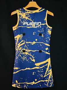 เสื้อเจอร์ซีย์เน็ตบอล PUFFIN SPORTS คุณภาพสูง แบบไม่มีแขน คอวี พิมพ์ลายแบบ Sublimation ระบายเหงื่อได้ดี ผลิตจากโพลีเอสเตอร์ 100% ทรงพอดีตัวสำหรับผู้ใหญ่ - Product Image 2
