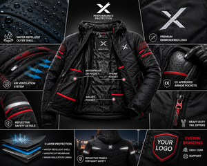 Veste de moto pour homme X Sports City, en tissu matelassé, imperméable, avec système de ventilation, réfléchissant, pour la sécurité - Product Image 4