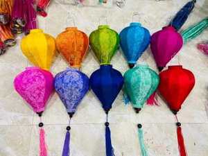 Silk <b>Lantern</b> created with soft silk and strong bamboo ribs great for hanging decor and Asian style interiors Vietnam made - Product Image 3