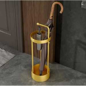 Modern Black Metal Umbrella Stand Square Lattice Pattern Entryway Walking Stick Holder Tall Cane Storage Rack with Drip Tray - Product Image 4
