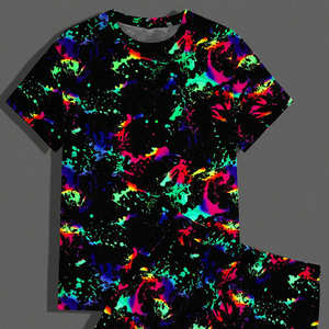 Ensemble de vêtements de sport pour hommes en tissu éponge d'été, t-shirt et short, séchage rapide, haute qualité, 100% coton - Product Image 3