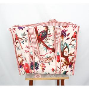 Indian Rajasthan Velvet Floral Print Lightweight <b>Foldable</b> Eco-Friendly Handmade Bohemian Women's Tote <b>Bag</b> Quilted Travel <b>Bag</b> - Product Image 2