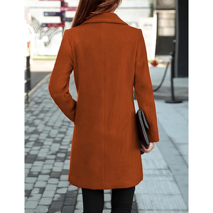 Women's Wool <b>Trench</b> <b>Coat</b> Double Breasted Solid Color Long Sleeve Notched Collar Keep Warm Wool <b>Coats</b> Outerwear - Product Image 3