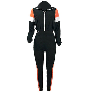 Women's Color Blocked Two Piece Tracksuit <b>Set</b> With Zipper Sporty Style Full Sleeve <b>Knitted</b> Spandex Polyester Regular Fit - Product Image 6
