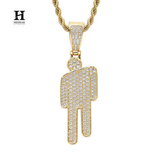 Colgante Blohsh Chapado en Oro de 14K con Diamante Moissanita, Amuleto de Figura de Palo, Collar Colgante Hip Hop para Hombres y Mujeres - Product Image 5