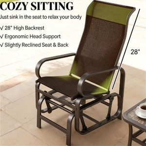 Set di Due Sedie a Dondolo Scorrevoli Marroni per Cortile e Patio Esterno - Product Image 4