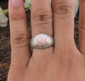 Bague classique en argent sterling 925 avec opale rose naturelle pour femme, pierre de naissance d'octobre, bijoux de mariage, vente en gros - Product Image 3