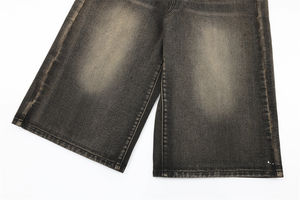 Pantalones Cortos Cargo de Mezclilla 100% Algodón con Lavado Vintage, Logotipo Personalizado, Doble Rodilla, Dobladillo sin Rematar, Estilo Casual Holgado para Hombre - Product Image 6